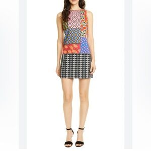 Alice + Olivia AO x Carla Kranendonk Clyde Colorful Patchwork Mini Dress Sz 2